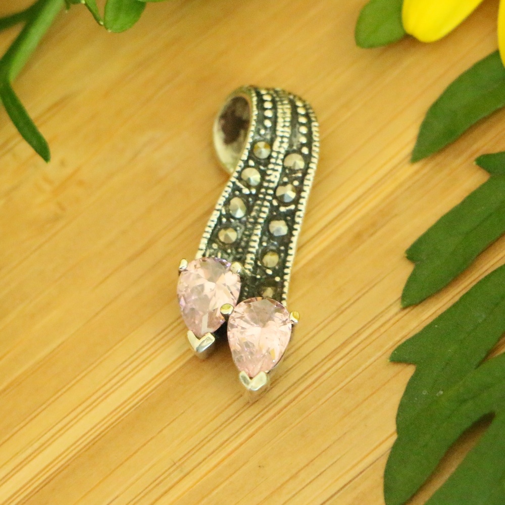 925sterlingsilver Ribbon marcasite slider pendant